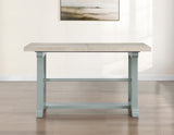 Darcy 5-Piece 64-82"Counter Set with 18-inch leaf, Mint Green and Washed Linen Finish