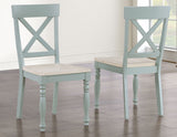 Darcy 5-Piece 42" Round Dining Set, Mint Green and Washed Linen Finish
