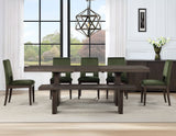 Evan 6-Piece 78-96-inch Table Set with Green Velvet Chairs