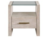 Garland Glass Top End Table, Washed Parchment Finish