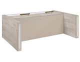 Garland Glass Top Sofa Table, Washed Parchment Finish