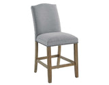 Grayson 24" Counter Stool, Upholstered with Nailhead, Gray