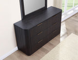 Henry 65″ 6-Drawer Reeded Dresser and Mirror, Espresso Finish