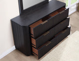 Henry 65″ 6-Drawer Reeded Dresser and Mirror, Espresso Finish