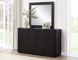 Henry 65″ 6-Drawer Reeded Dresser and Mirror, Espresso Finish