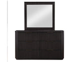 Henry 65″ 6-Drawer Reeded Dresser and Mirror, Espresso Finish