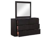 Henry 65″ 6-Drawer Reeded Dresser and Mirror, Espresso Finish