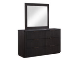 Henry 65″ 6-Drawer Reeded Dresser and Mirror, Espresso Finish