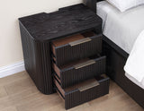 Henry Reeded 3-Drawer Nightstand with USB &amp; Electric Outlets, Espresso Finish