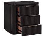 Henry Reeded 3-Drawer Nightstand with USB &amp; Electric Outlets, Espresso Finish