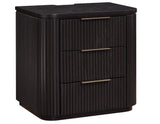 Henry Reeded 3-Drawer Nightstand with USB &amp; Electric Outlets, Espresso Finish