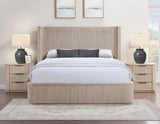 Henry Reeded 3-Drawer Nightstand with USB &amp; Electric Outlets, Tan Finish