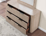 Henry 66″ Drawer Dresser and Mirror, Tan