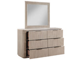 Henry 66″ Drawer Dresser and Mirror, Tan