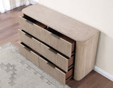 Henry 66″ Drawer Dresser and Mirror, Tan
