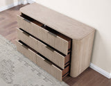 Henry 65″ 6-Drawer Reeded Dresser, Tan Finish