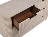 Henry 65″ 6-Drawer Reeded Dresser, Tan Finish