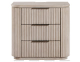 Henry Reeded 3-Drawer Nightstand with USB &amp; Electric Outlets, Tan Finish