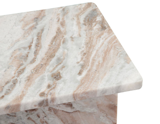 Irma I-Beam Solid Toronto Brown Marble Accent Table