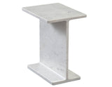 Irma I-Beam Solid Banswara White Marble Accent Table