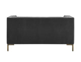 Isaac Channel Stitched Gray Velvet Loveseat