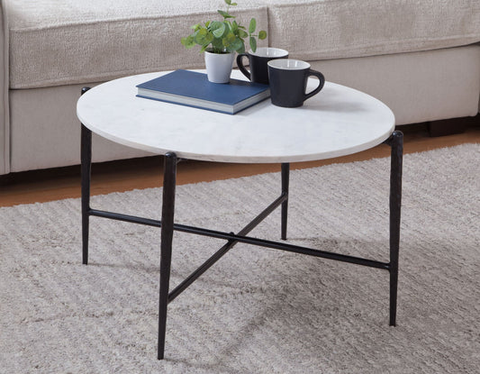 Loxie 29.5″ Round Solid White Marble Top Cocktail Table