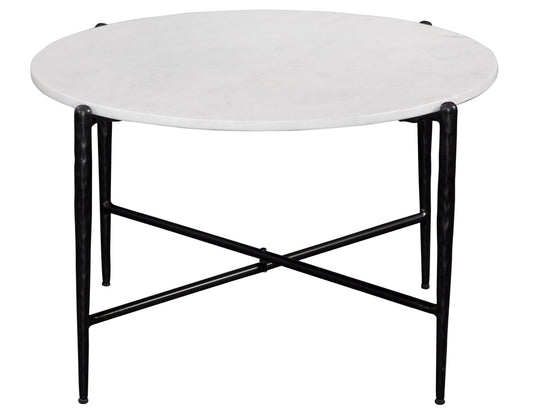 Loxie 29.5″ Round Solid White Marble Top Cocktail Table
