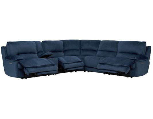 Olsen 6-Piece Sectional, Dual-Power Zero-Gravity Reclining, Indigo