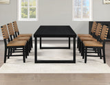 Reid 5-Piece Dining Set, Black Finish with Saddle Brown Vegan Leather