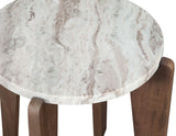 Shavon Solid Toronto Brown Marble 18.5" Round End Table
