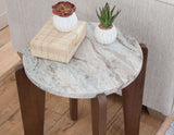 Shavon Solid Toronto Brown Marble 18.5" Round End Table