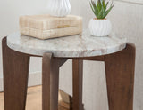 Shavon Solid Toronto Brown Marble 18.5" Round End Table
