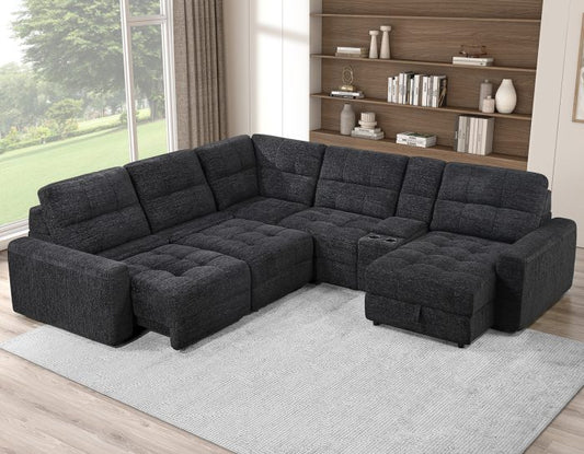 Snyder 7-Piece Slider Sectional, Black