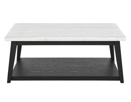 Vida Marble Top 3-Piece Table Set, Black Finish
