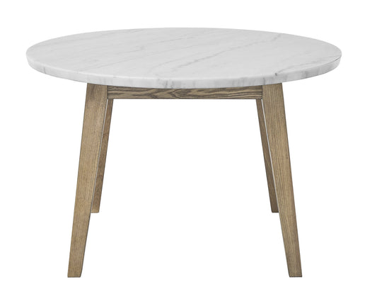 Vida 5-Piece 48" Round White Marble Dining Set
