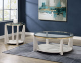Wanda 42″ Round Glass Top Coffee Table with Casters