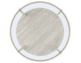 Wanda 42″ Round Glass Top Coffee Table with Casters
