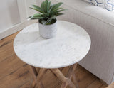 Wyman Banswara 20" Round White Marble Top End Table