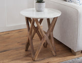 Wyman Banswara 20" Round White Marble Top End Table