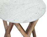 Wyman Banswara 20" Round White Marble Top End Table