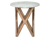 Wyman Banswara 20" Round White Marble Top End Table
