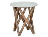 Wyman Banswara 20" Round White Marble Top End Table