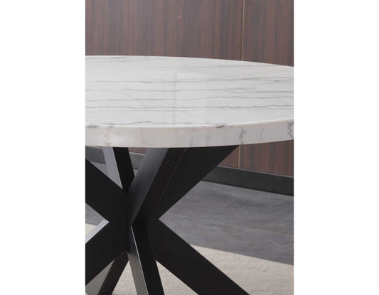 Xena 52-inch Round 5-Piece White Marble Dining Set (Table & 4 Side Chairs)