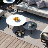 Asheville 5-Piece Aluminum Patio Seating Set With Nesting Sintered Stone Tables