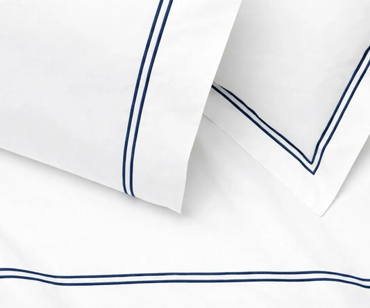 Cotton Flat Sheet - Line Embroidery