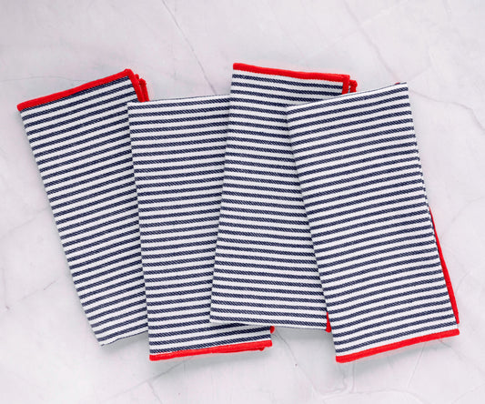 Striped Dinner Napkins with Borders