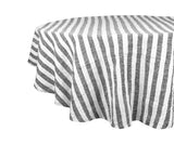Farmhouse Stripe Linen Round Tablecloth