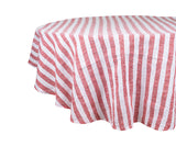 Farmhouse Stripe Linen Round Tablecloth