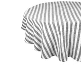Farmhouse Stripe Linen Round Tablecloth