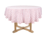 Homestead Stripe Linen Tablecloth -  Round Tablecloth 60 inch